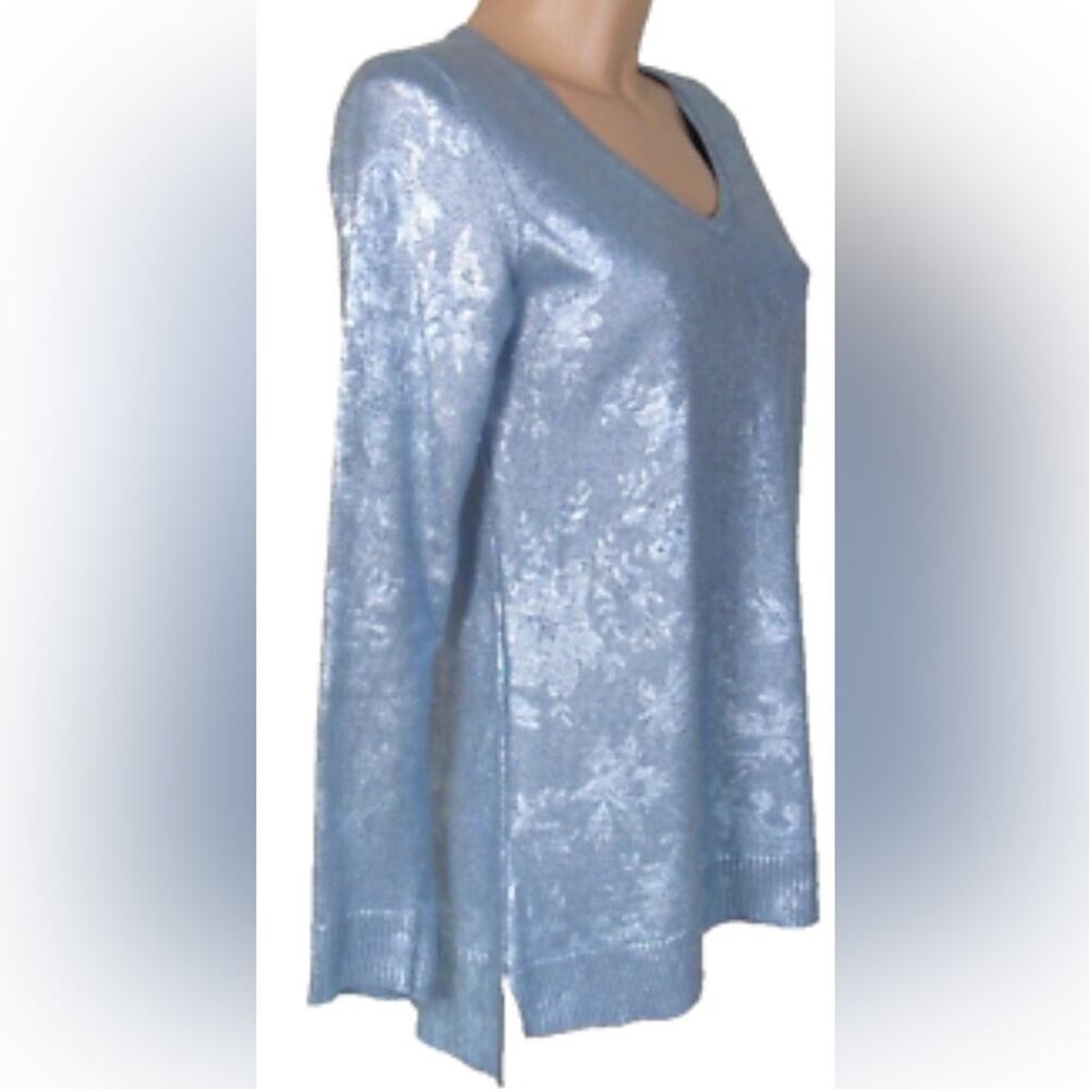 CHICO’S PRINTER FOIL PIPER PULLOVER SWEATER SIZE 1